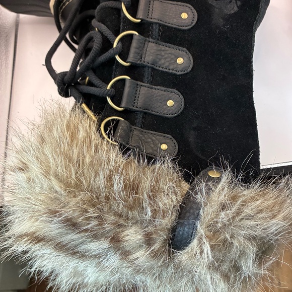 SOREL Women's Joan of Arctic Waterproof Winter Boots in black/quarry Size 10 - Picture 8 of 9
